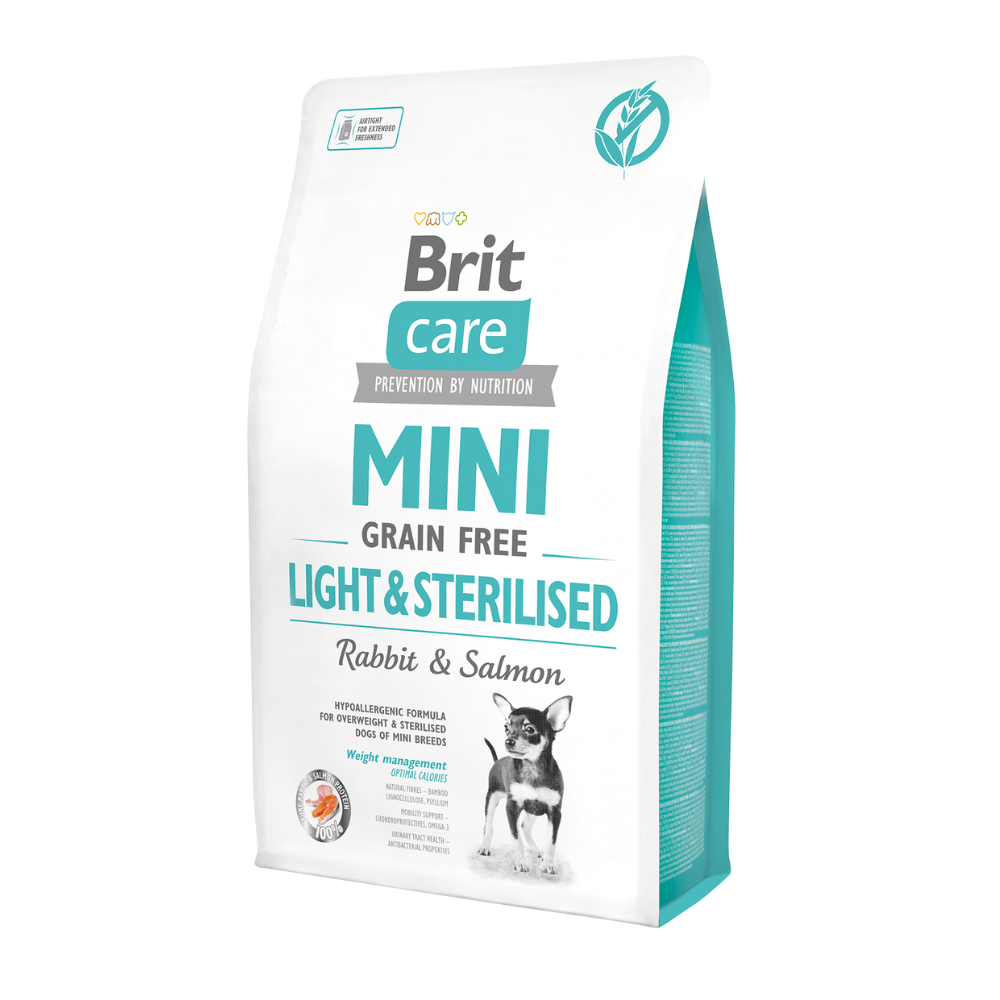 BRIT CARE MINI GF LIGHT & STERILISED RABBIT & SALMON 2KG