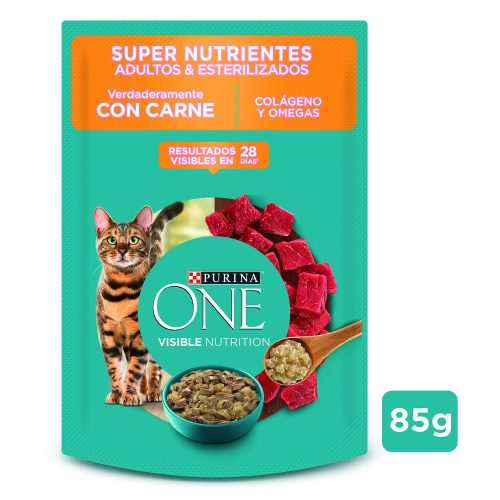 PURINA ONE SOBRE GATO ESTERILIZADO CARNE SUPER NUTRIENTES 85GR
