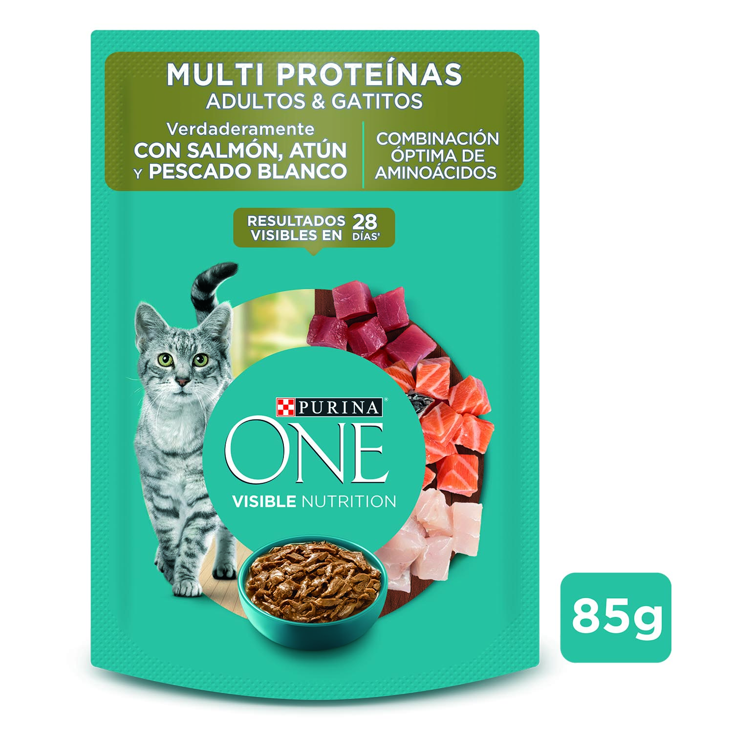 PURINA ONE SOBRE GATO ADULTO Y GATITOS MULTI PROTEINAS 85GR