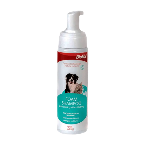 SHAMPOO EN SECO BIOLINE ESPUMA PARA PERROS Y GATOS 220GR