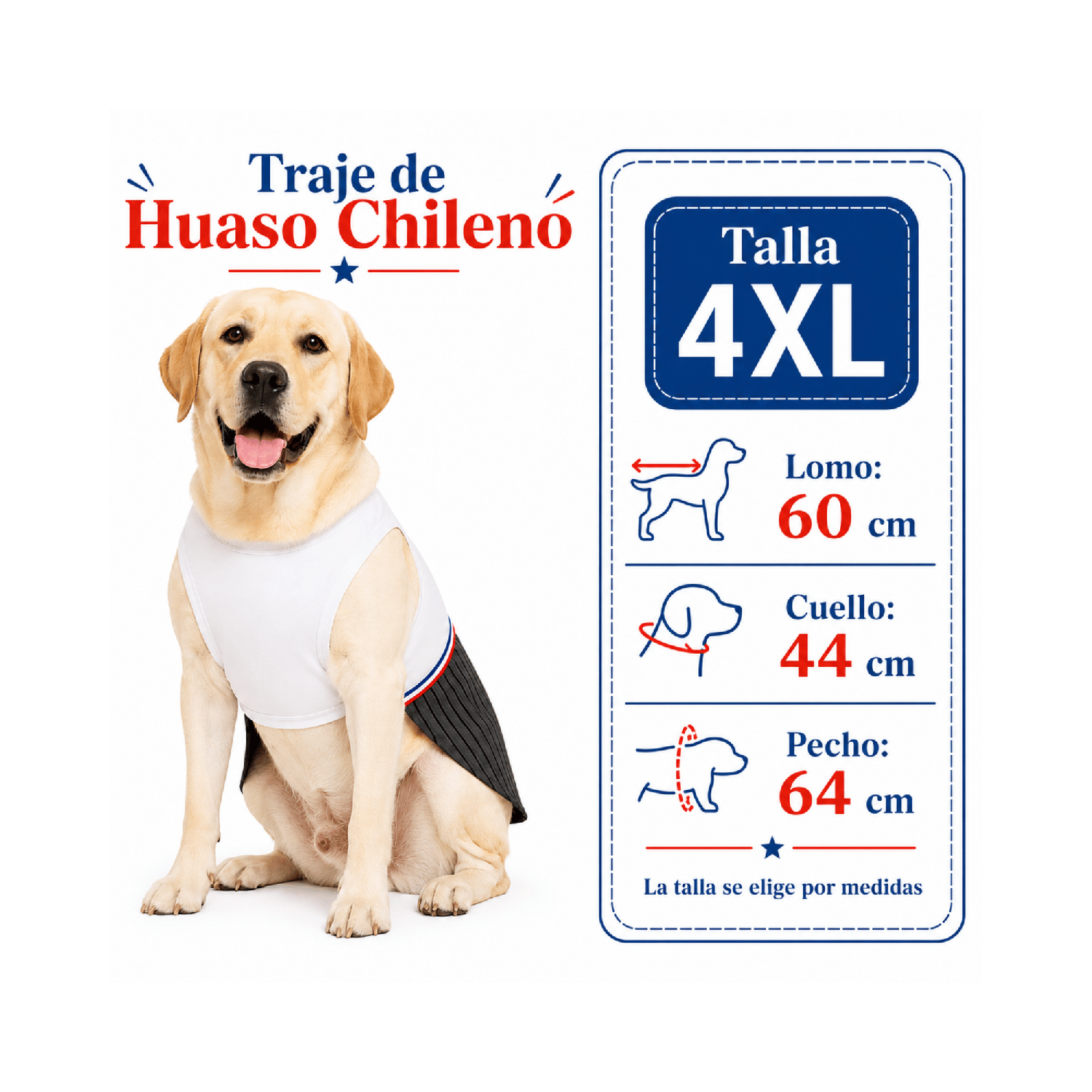 TRAJE DE HUASO PARA PERRITO 4XL - Imagen 2
